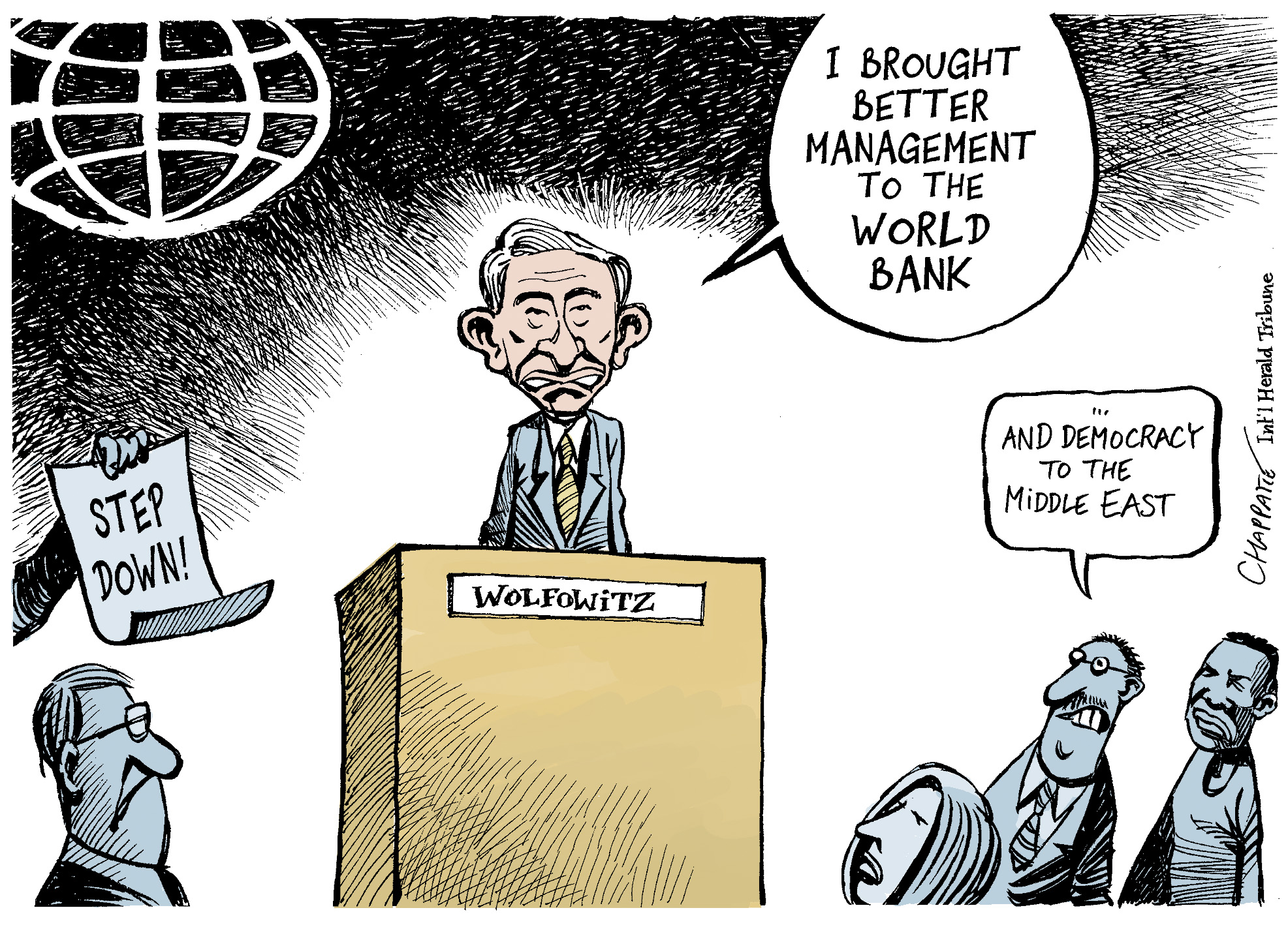 Wolfowitz Favoritism Scandal Globecartoon Political Cartoons Patrick Chappatte 8420