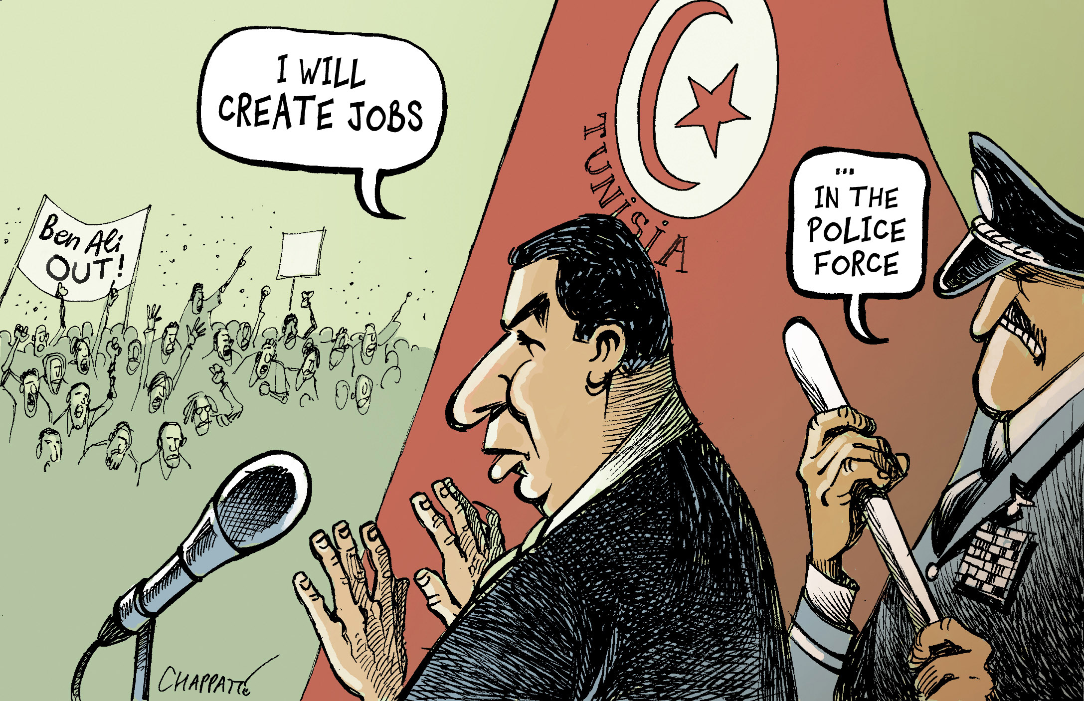 Anger In Tunisia Globecartoon Political Cartoons Patrick Chappatte 