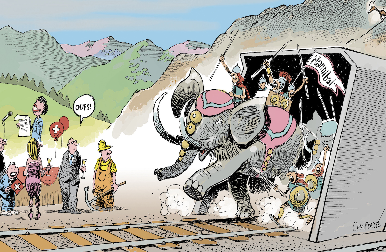 Gothard une nouvelle traversée des Alpes Globecartoon Political