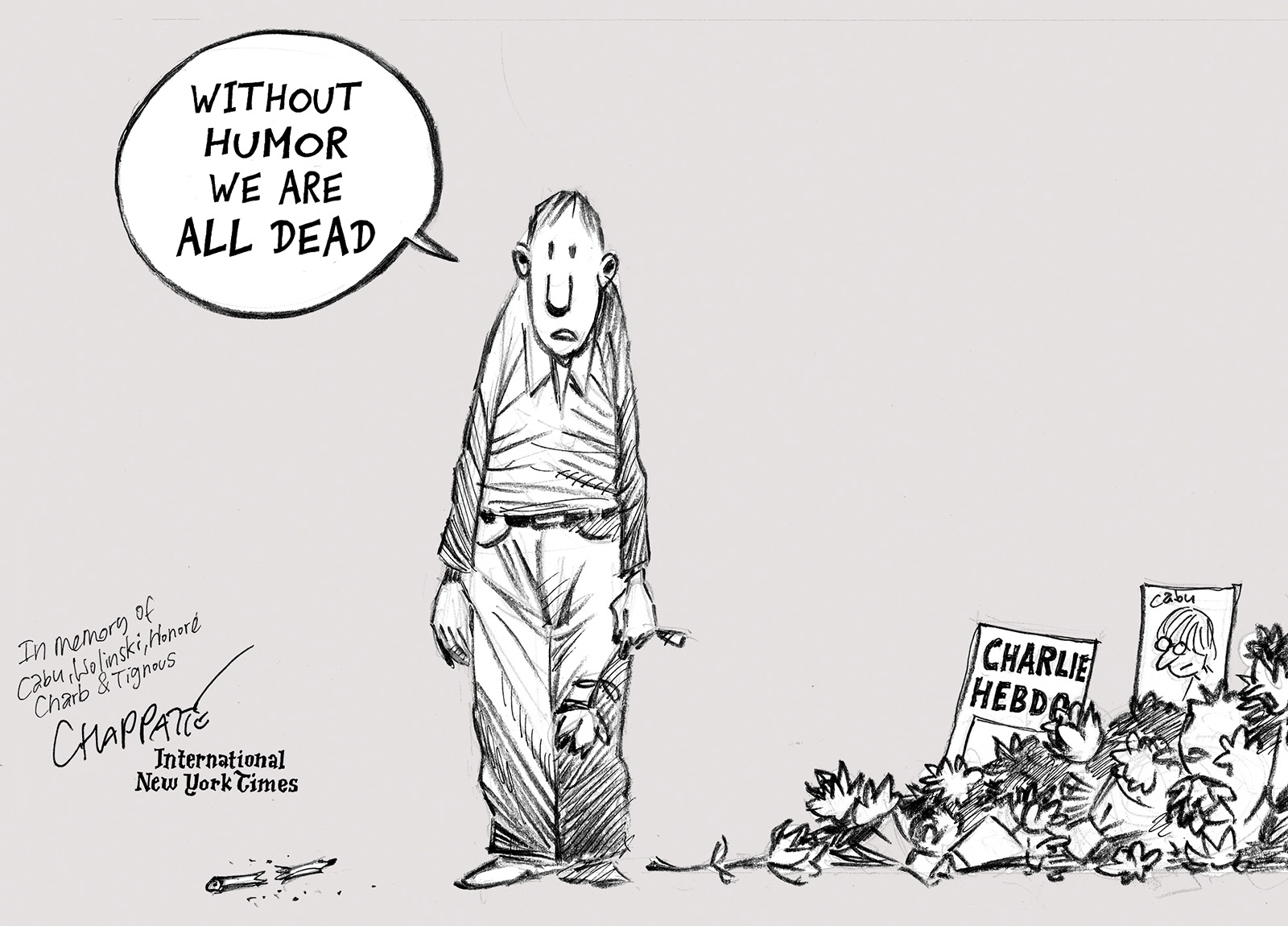 Cartoon published by the NYT after the Charlie Hebdo massacre