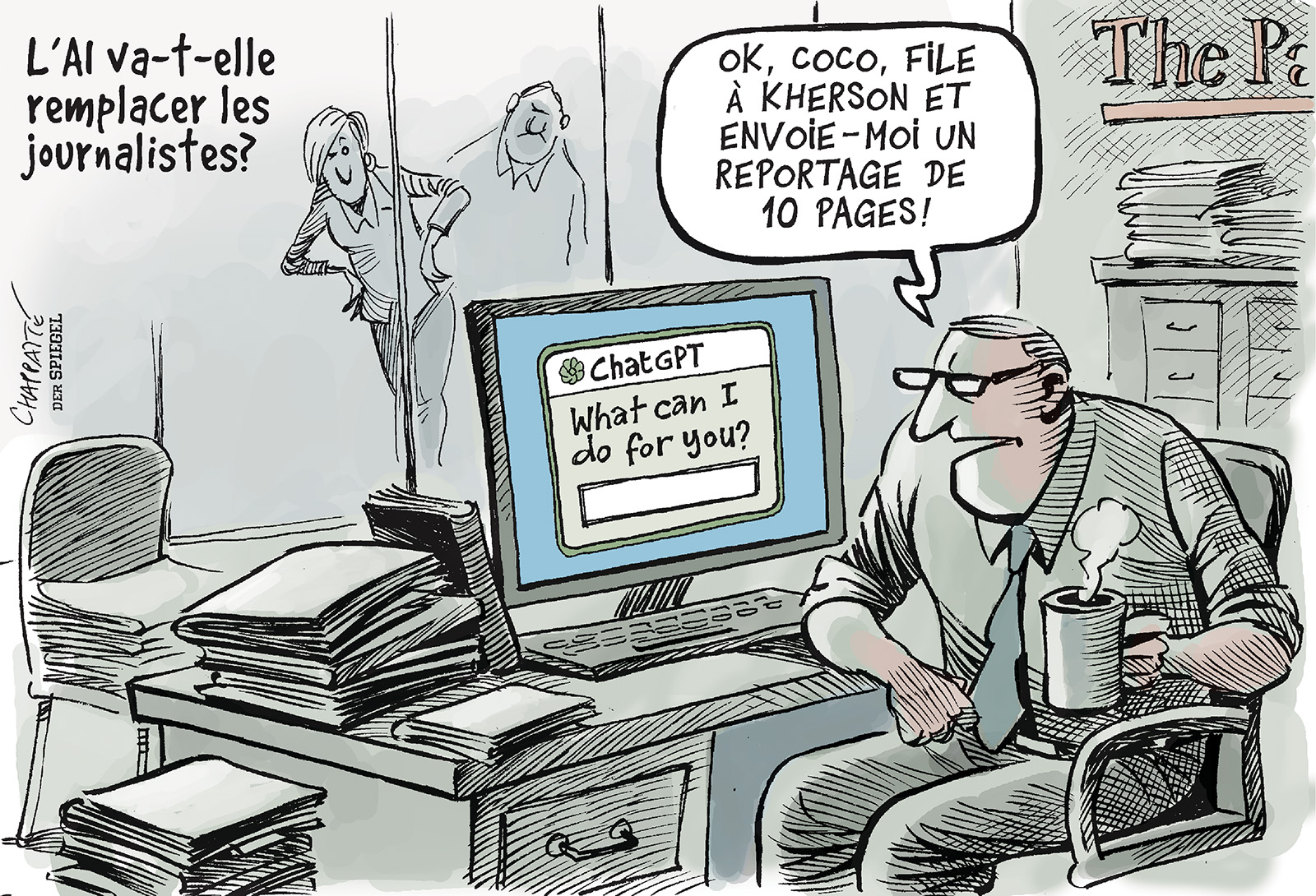 Chatgpt La Place Des Journalistes Globecartoon Political Cartoons Patrick Chappatte