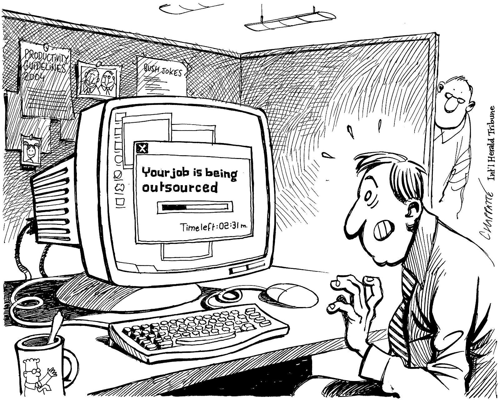 You Are Being Outsourced Globecartoon Political Cartoons Patrick Chappatte