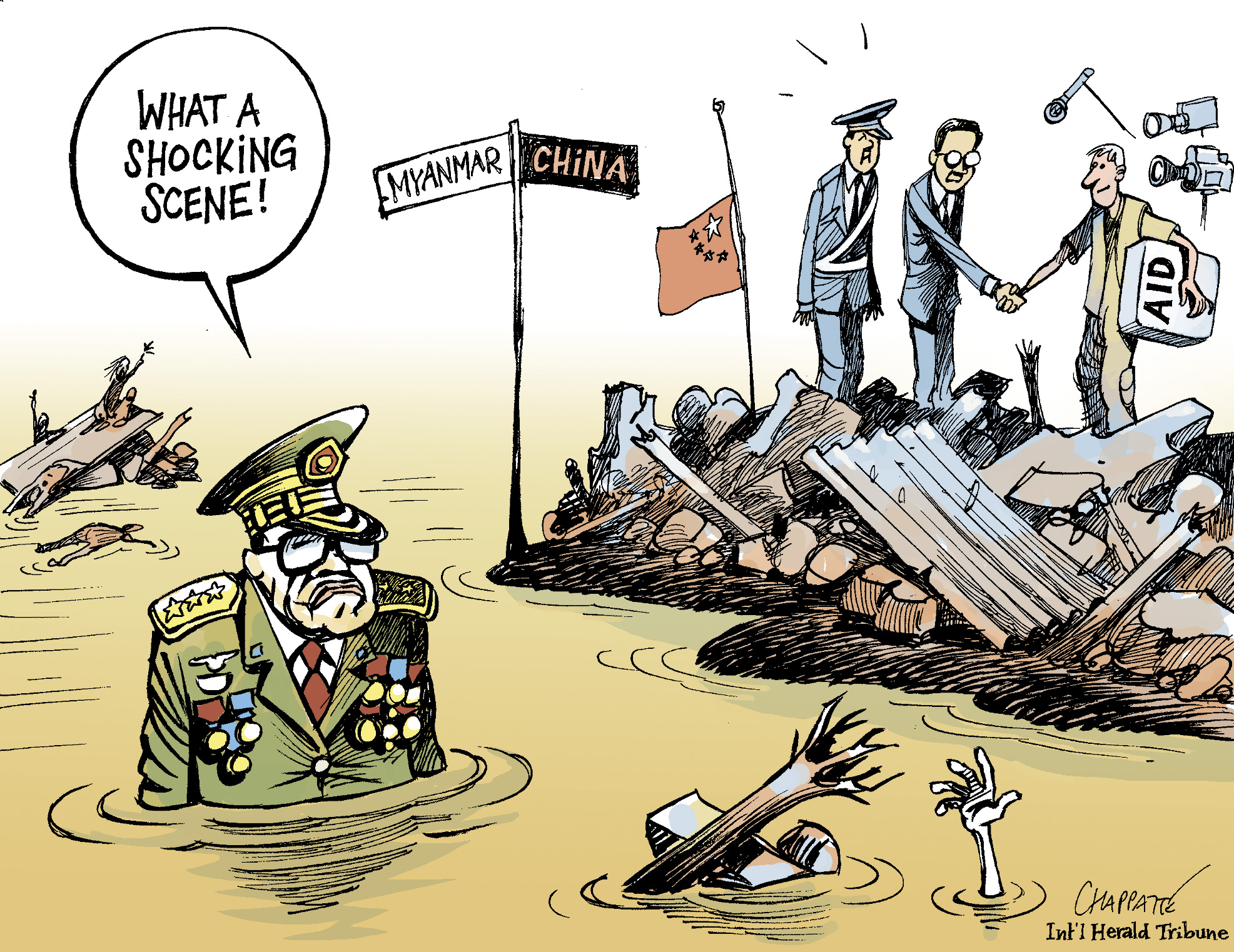 Disasters In Burma And China Globecartoon Political Cartoons Patrick Chappatte