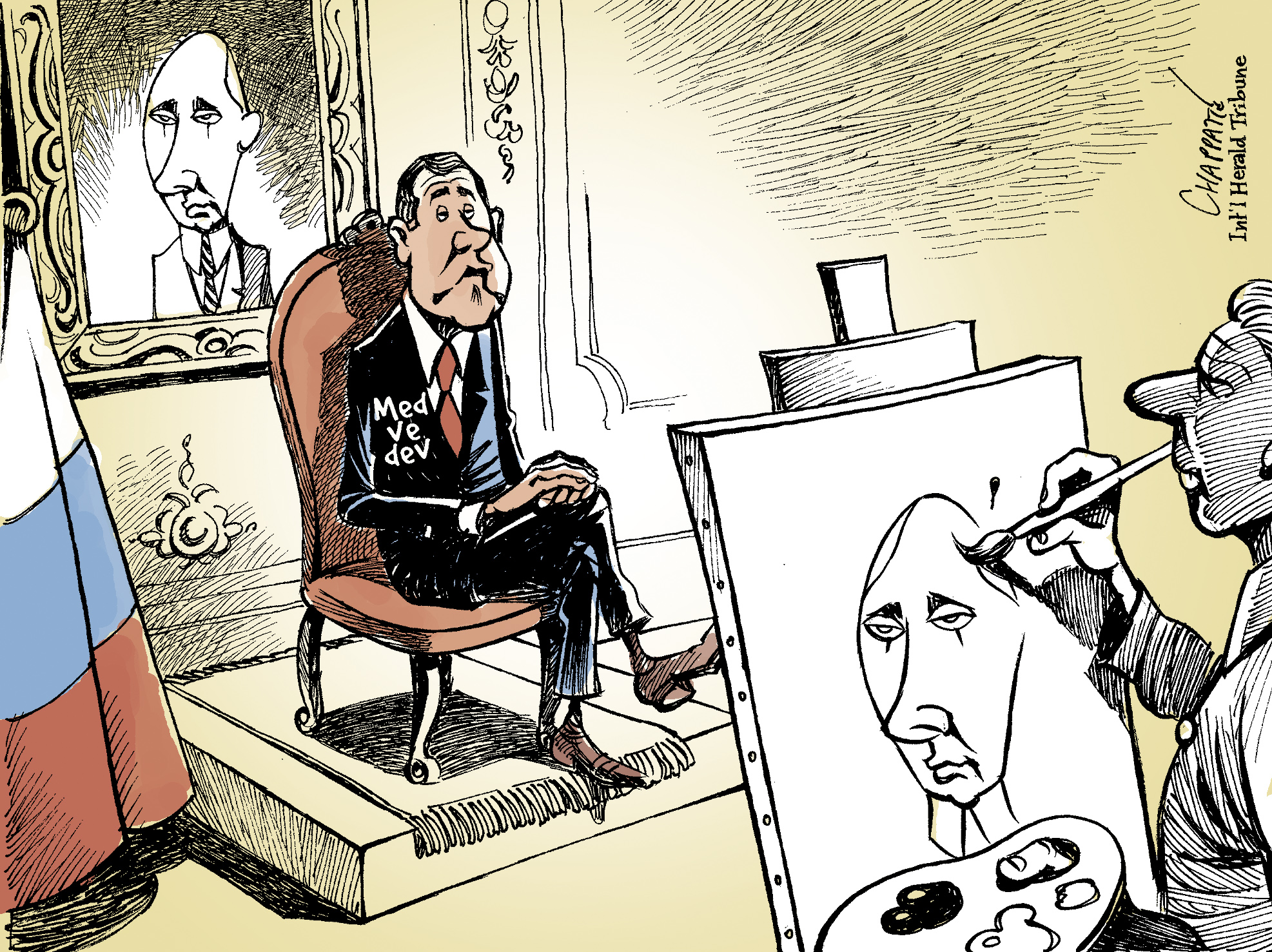 Medvedevone Year In Office Globecartoon Political Cartoons Patrick Chappatte 
