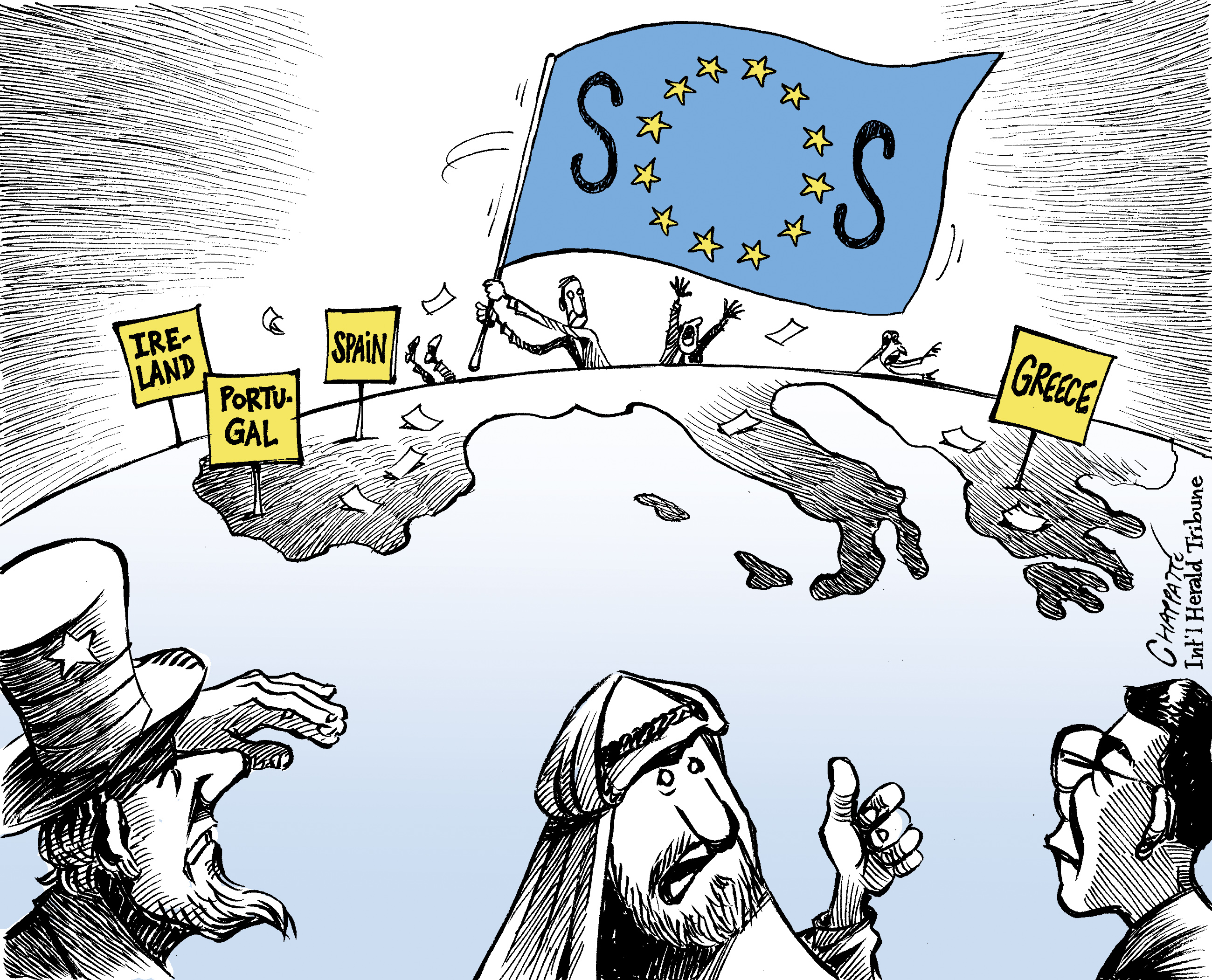 European Crisis Spreading Globecartoon Political Cartoons Patrick Chappatte 