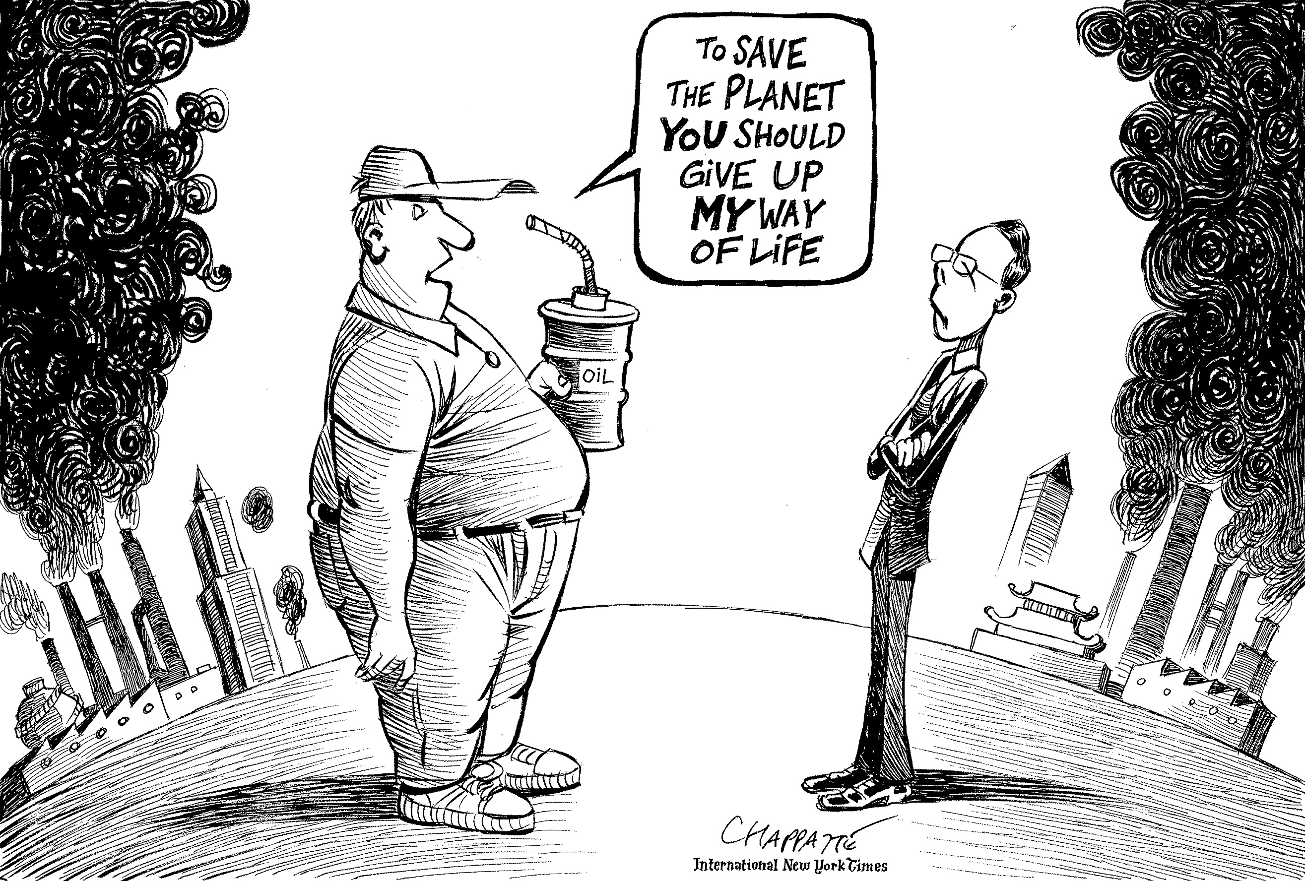 Carbon Footprint | Globecartoon - Political Cartoons - Patrick Chappatte