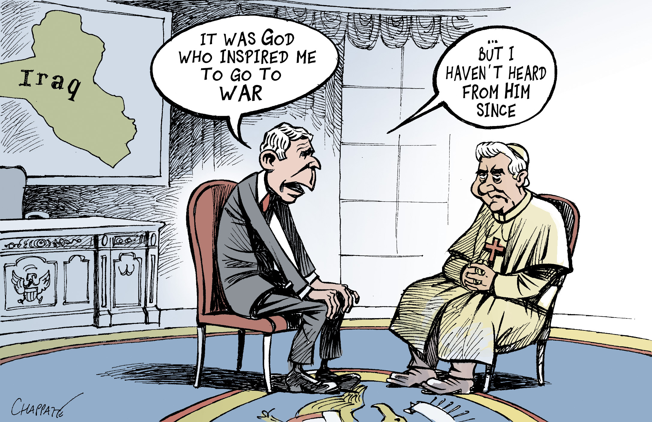 Bush And The Pope Globecartoon Political Cartoons Patrick Chappatte 8242