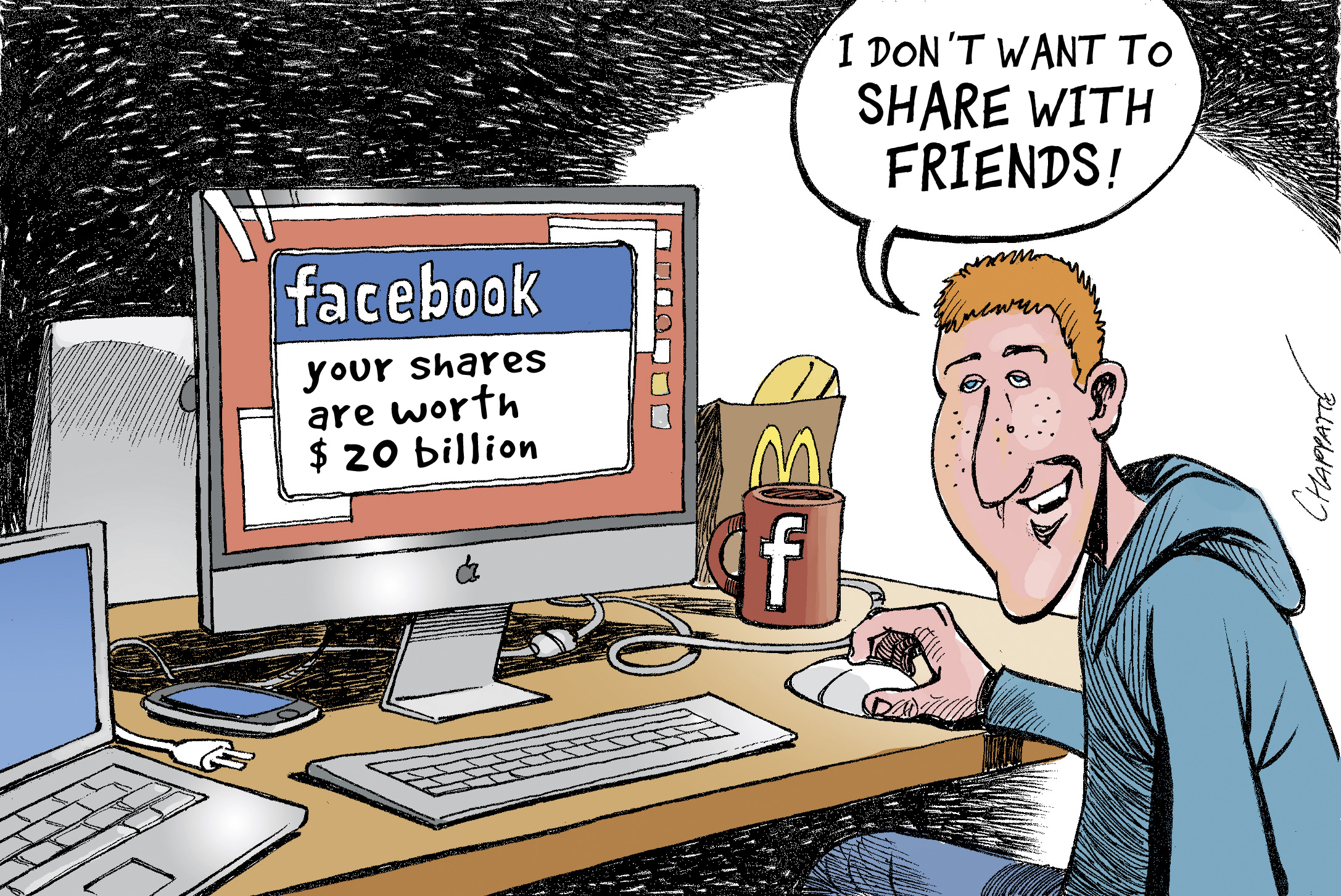 Facebook Starts Trading Globecartoon Political Cartoons Patrick Chappatte