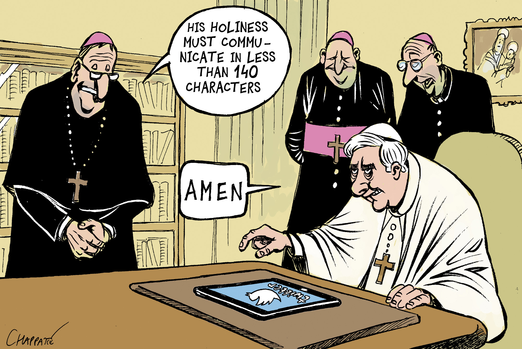 The Pope Is On Twitter Globecartoon Political Cartoons Patrick Chappatte 4987