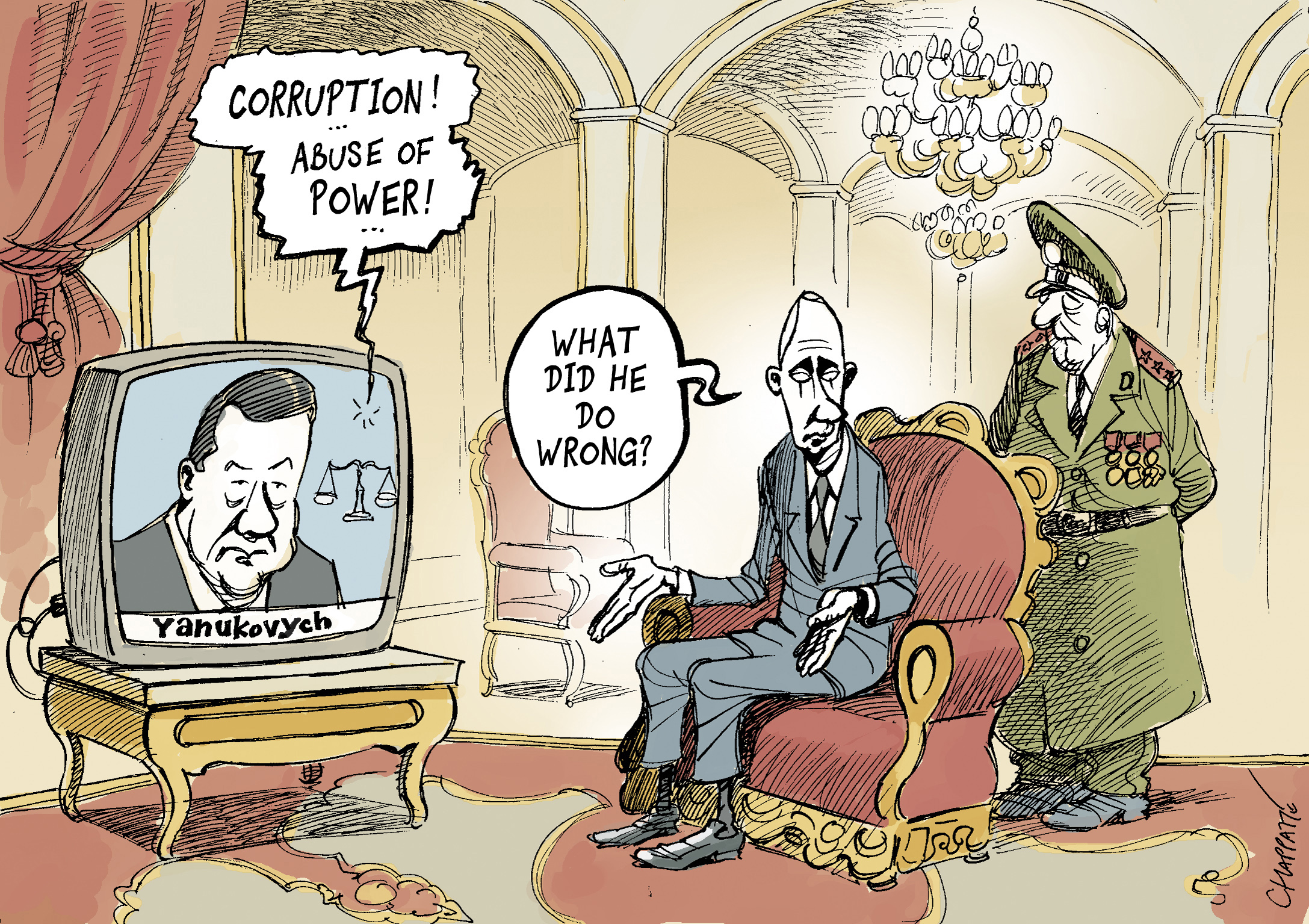 Fall Of The President Of Ukraine Globecartoon Political Cartoons Patrick Chappatte 