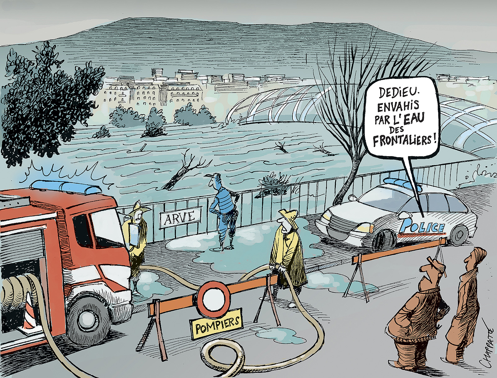 Genève inondée Globecartoon Political Cartoons Patrick Chappatte