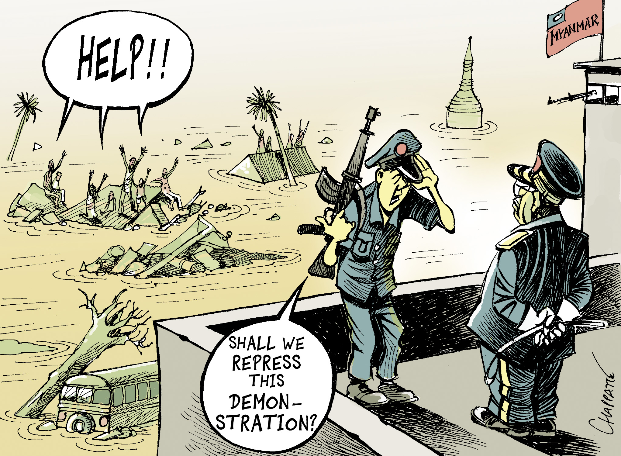 Disaster in Burma | Globecartoon - Political Cartoons - Patrick Chappatte