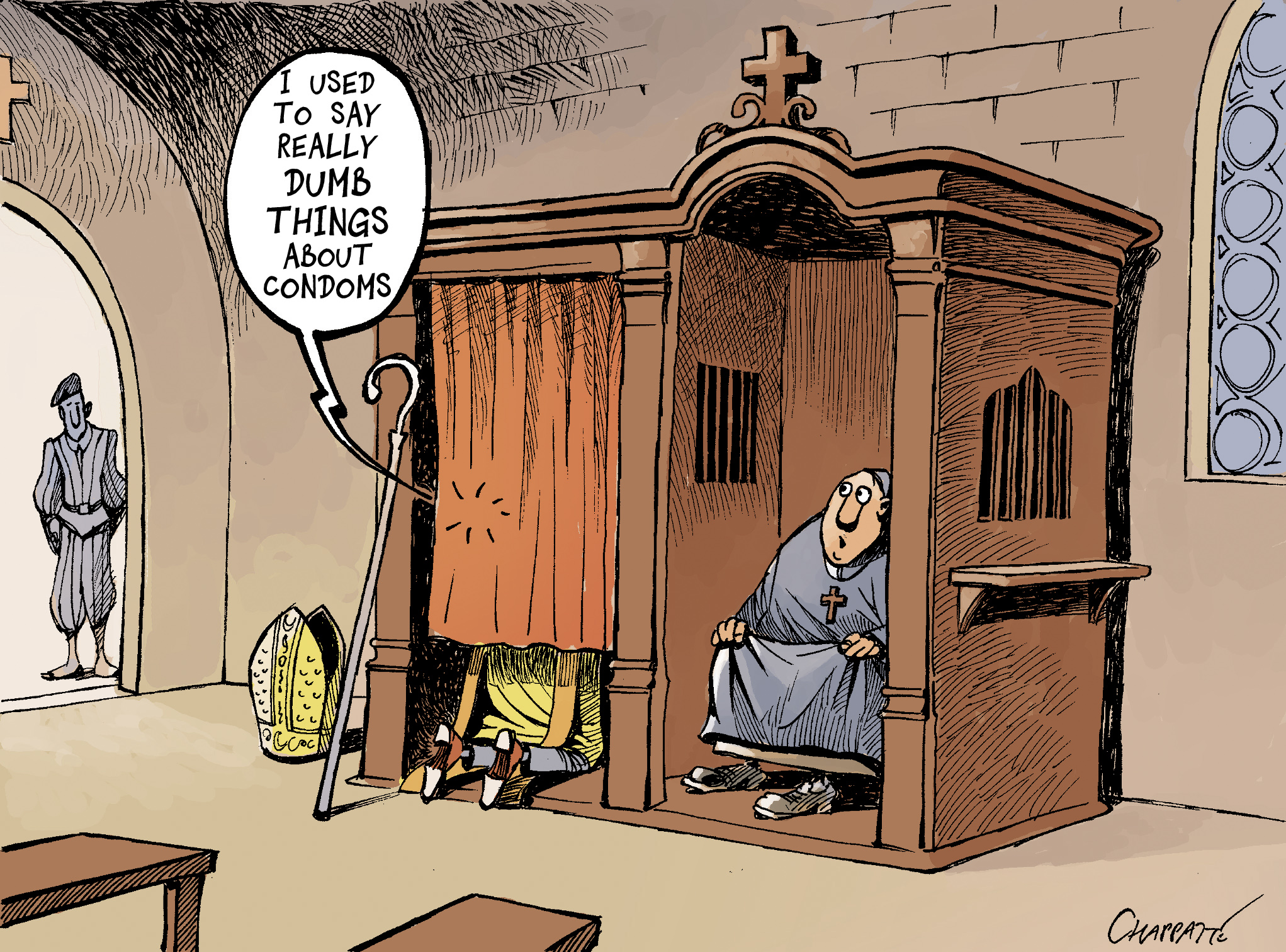 The Pope Softens His Stance On Condoms Globecartoon Political Cartoons Patrick Chappatte 6581