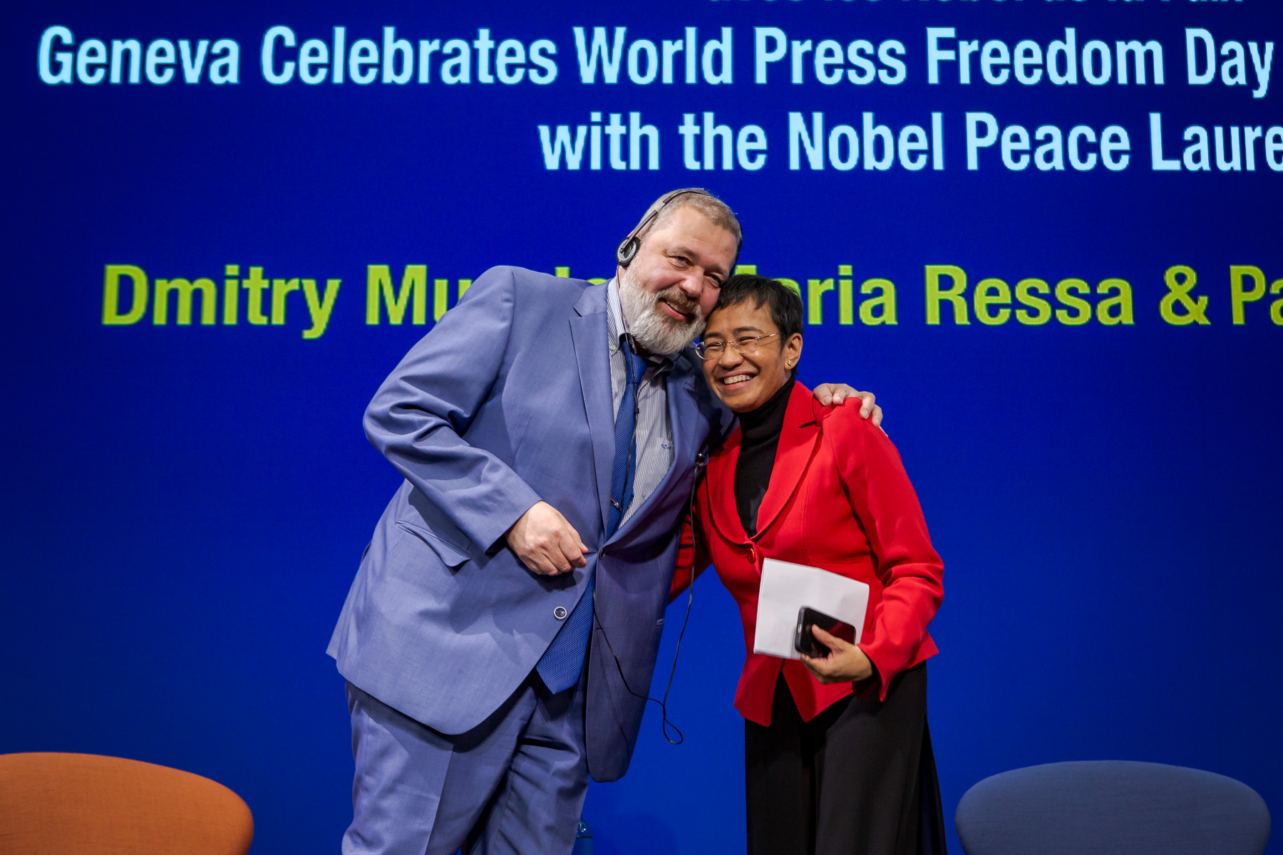 Les Prix Nobel de la Paix Maria Ressa et Dmitry Muratov