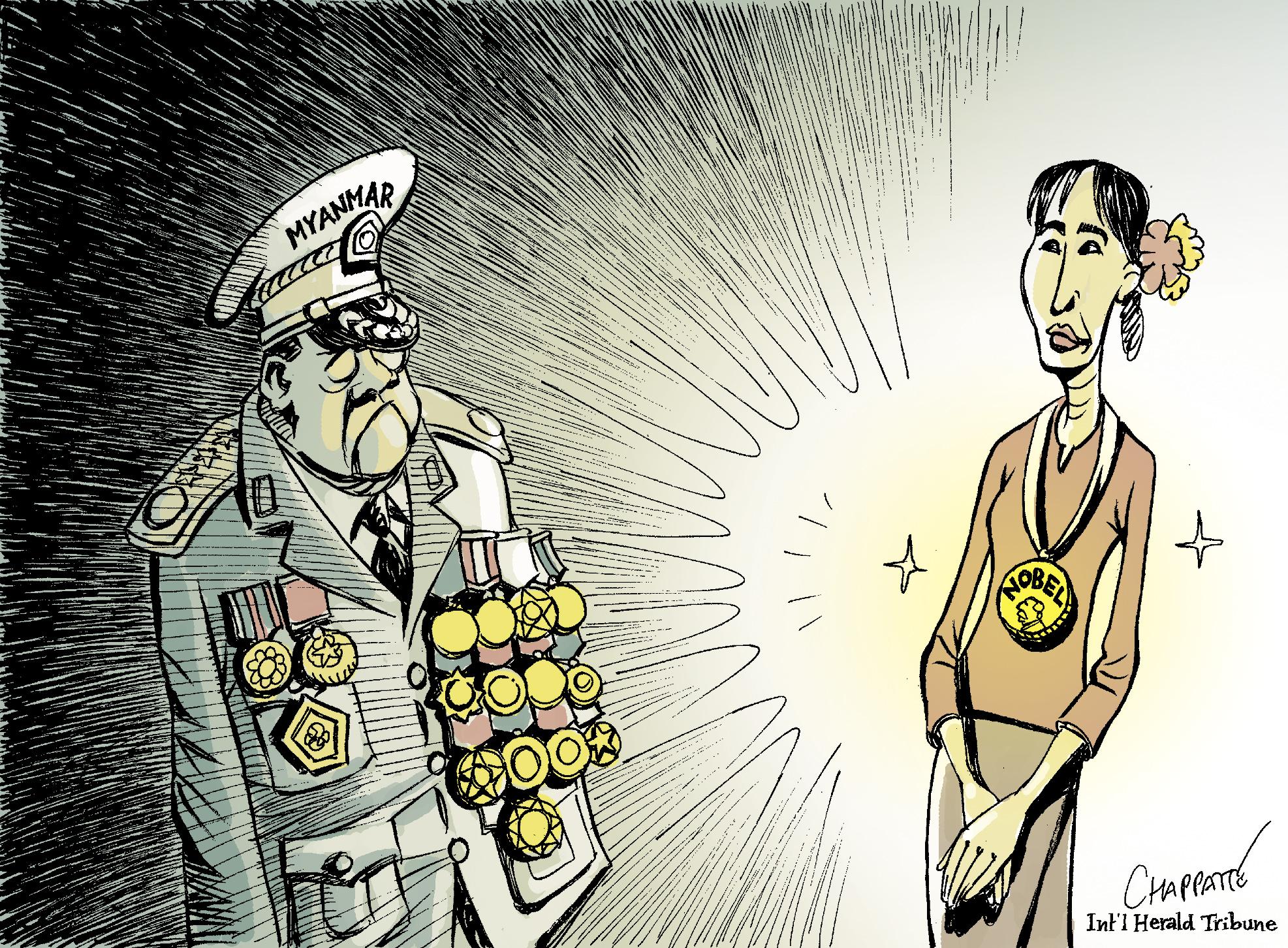 Aung San Suu Kyi receives her Nobel