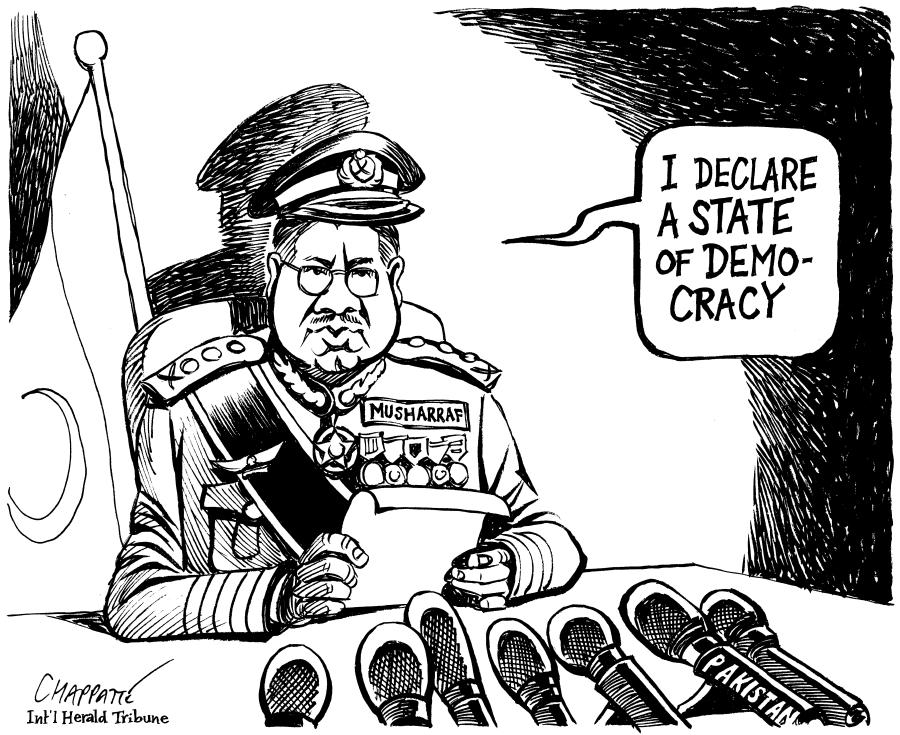 Musharraf will quit as army chief | Globecartoon - Political Cartoons -  Patrick Chappatte