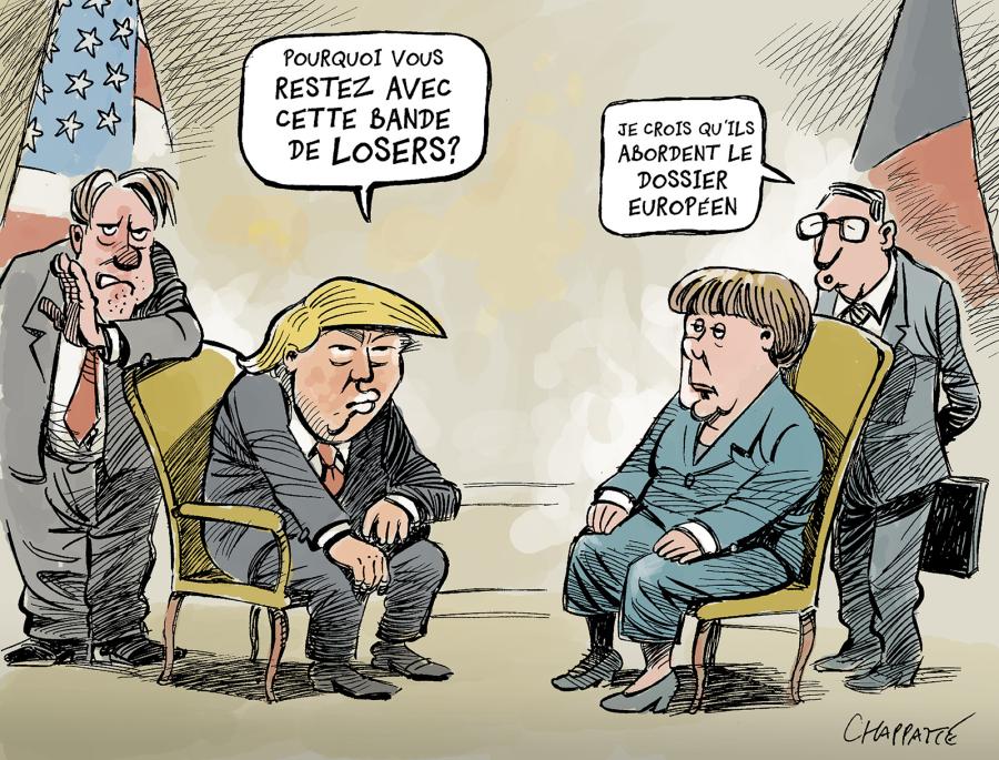 Trump et Merkel discutent Trump et Merkel discutent